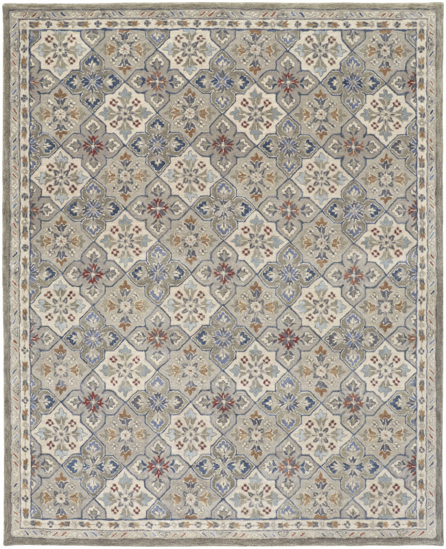 Rylan Transitional Floral & Botanical, Taupe/Ivory/Red