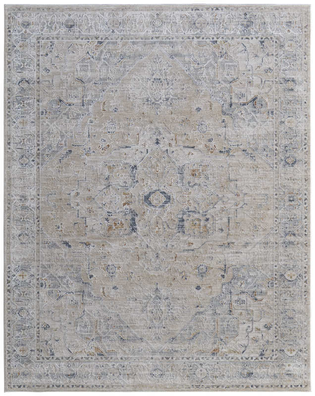 Pasha Transitional Medallion, Ivory/Taupe/Blue