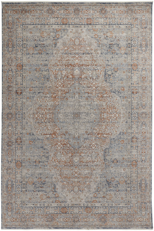 Marquette Transitional Medallion, Grey/Ivory/Orange