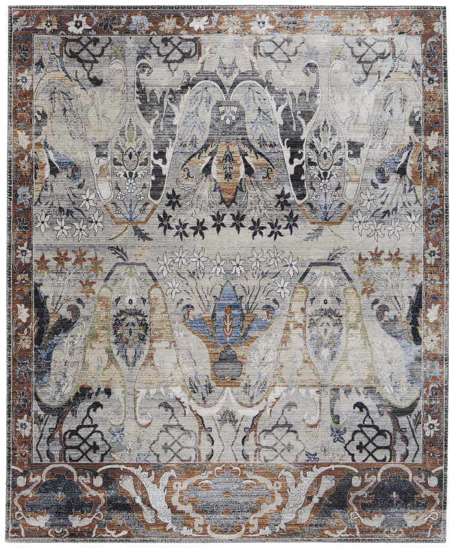 Melrose Transitional Ikat, Ivory/Red/Grey