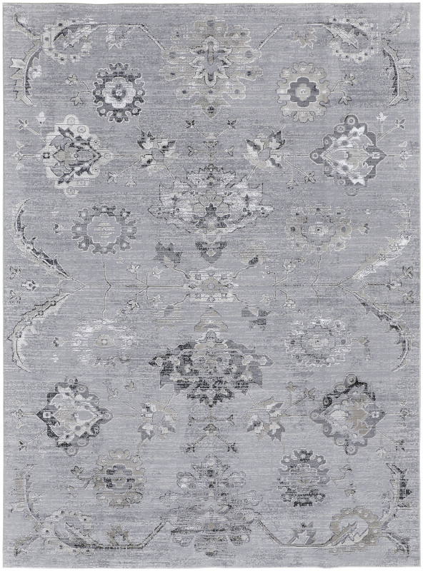 Macklaine Transitional Damask, Silver/Black