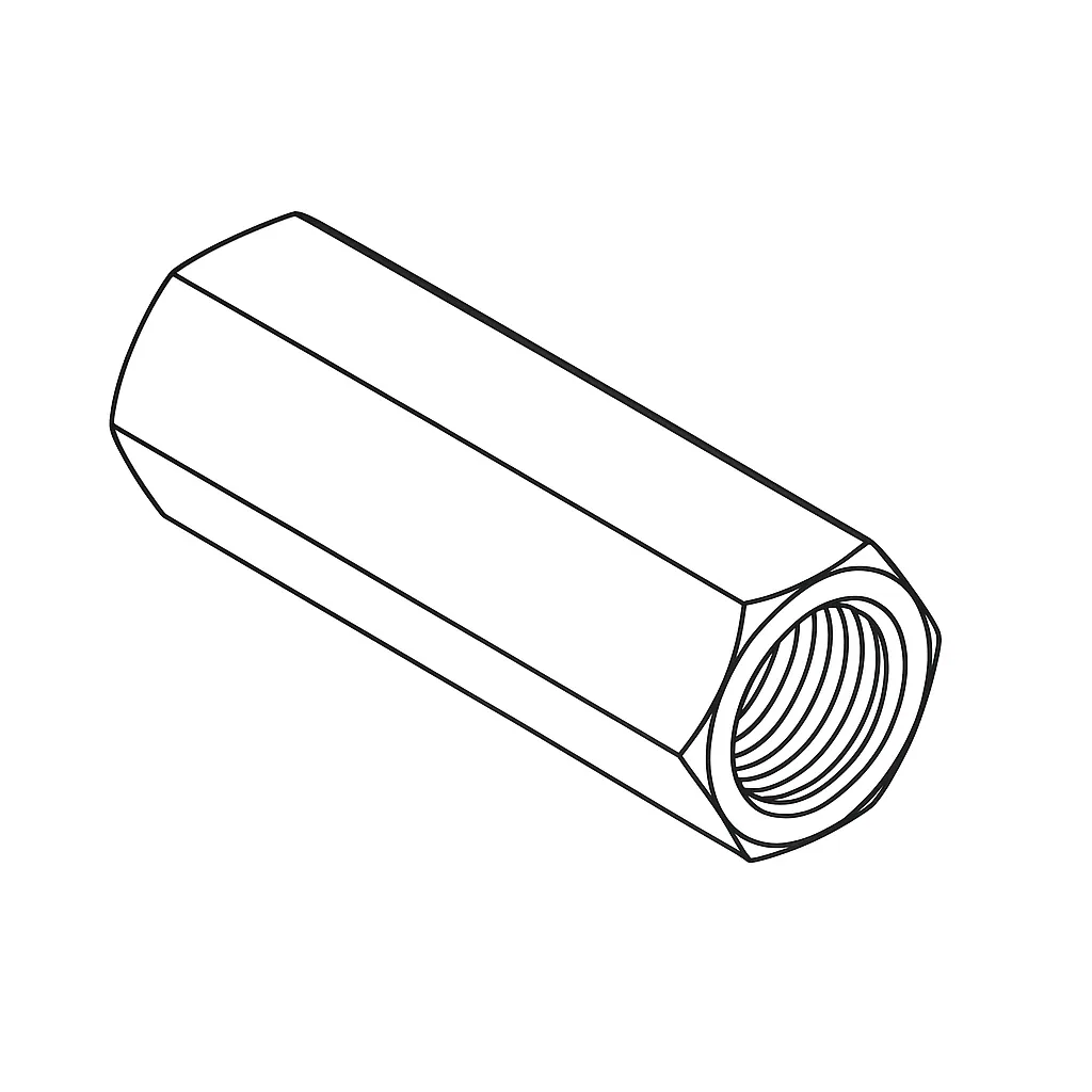 COUPLING NUT 1/4 UNC X 7/8 A2