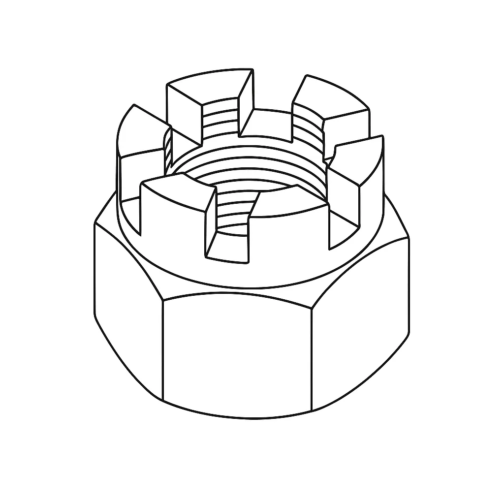 HALF CASTLE NUT M/FINE M/S 20MM X 1.5